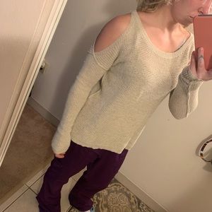 Cold shoulder sweater
